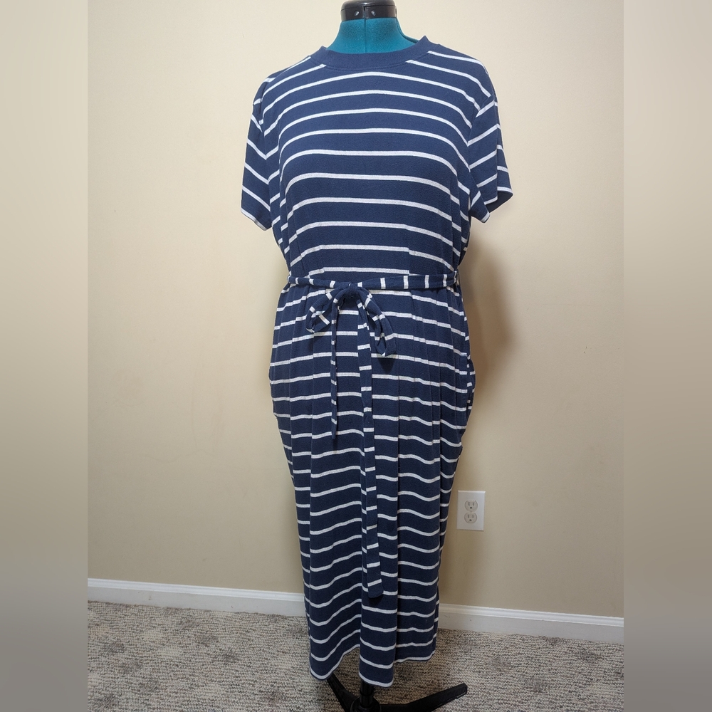 Time & Tru- Navy Blue Striped Dress